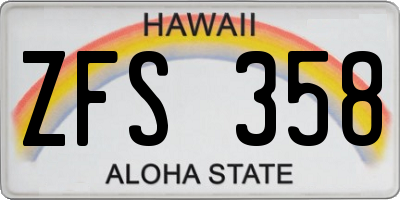 HI license plate ZFS358