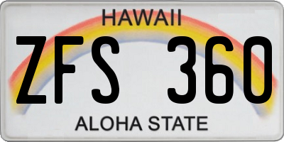 HI license plate ZFS360