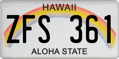 HI license plate ZFS361