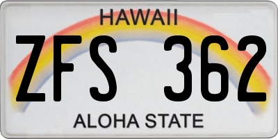 HI license plate ZFS362