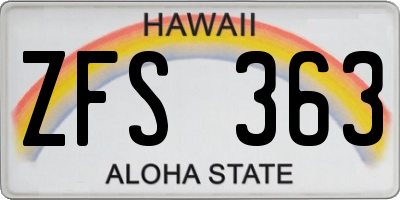 HI license plate ZFS363