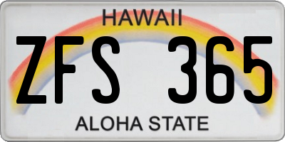 HI license plate ZFS365