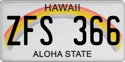 HI license plate ZFS366