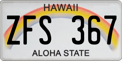 HI license plate ZFS367