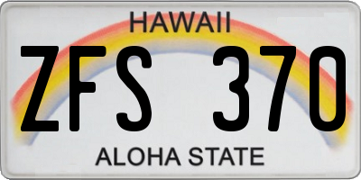 HI license plate ZFS370