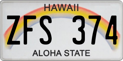HI license plate ZFS374