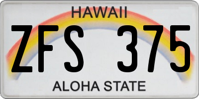 HI license plate ZFS375