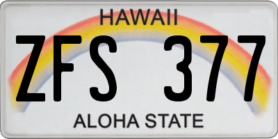 HI license plate ZFS377
