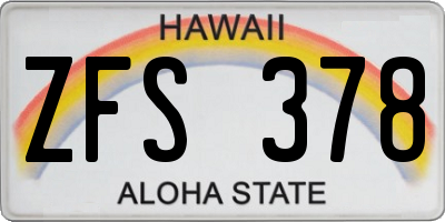 HI license plate ZFS378