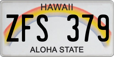 HI license plate ZFS379