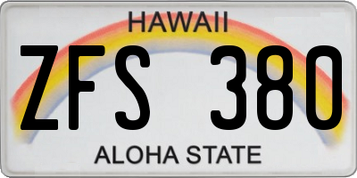 HI license plate ZFS380
