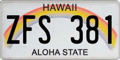 HI license plate ZFS381