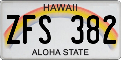 HI license plate ZFS382