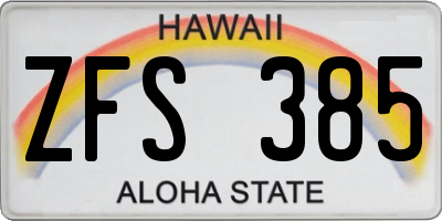 HI license plate ZFS385