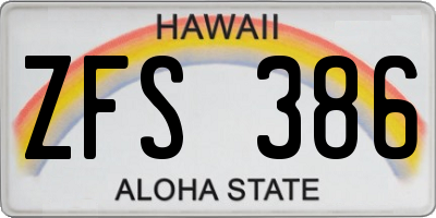HI license plate ZFS386