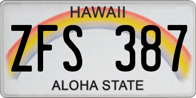HI license plate ZFS387