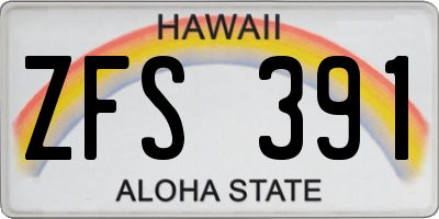 HI license plate ZFS391