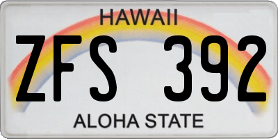 HI license plate ZFS392
