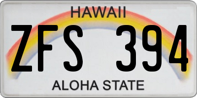 HI license plate ZFS394