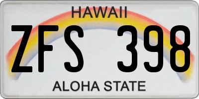 HI license plate ZFS398