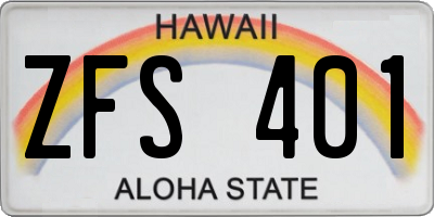 HI license plate ZFS401