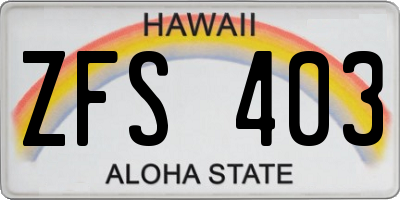 HI license plate ZFS403