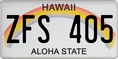 HI license plate ZFS405