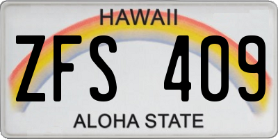 HI license plate ZFS409
