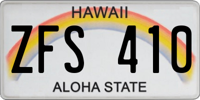HI license plate ZFS410