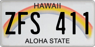 HI license plate ZFS411
