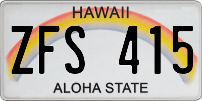 HI license plate ZFS415
