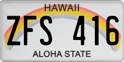 HI license plate ZFS416