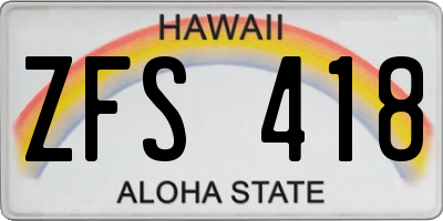 HI license plate ZFS418