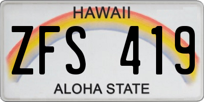HI license plate ZFS419