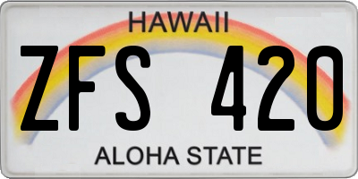HI license plate ZFS420