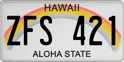 HI license plate ZFS421