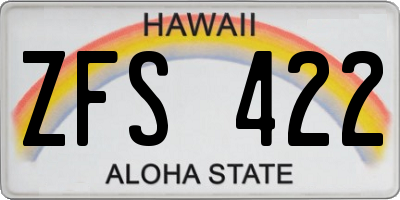 HI license plate ZFS422