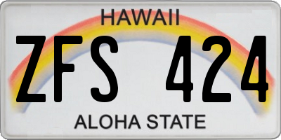 HI license plate ZFS424