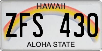 HI license plate ZFS430