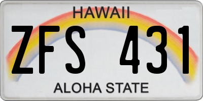 HI license plate ZFS431