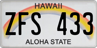 HI license plate ZFS433