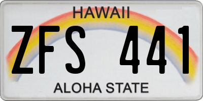 HI license plate ZFS441