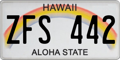 HI license plate ZFS442