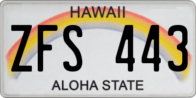 HI license plate ZFS443