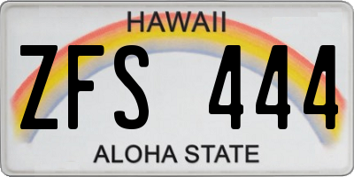 HI license plate ZFS444