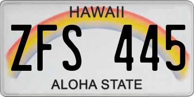HI license plate ZFS445