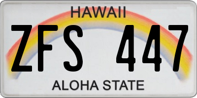 HI license plate ZFS447