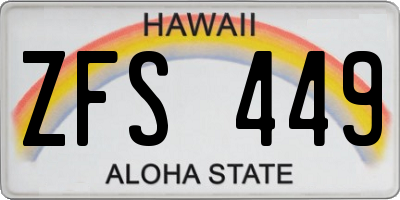 HI license plate ZFS449