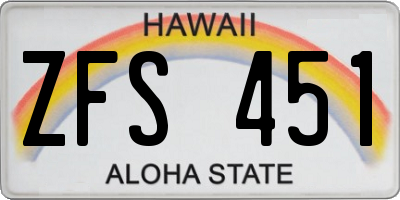 HI license plate ZFS451