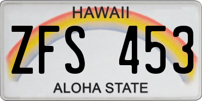 HI license plate ZFS453